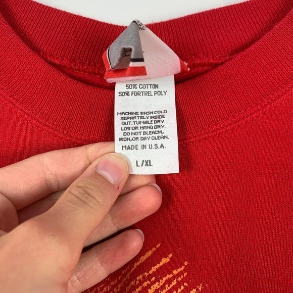 Vintage 90s Disney Designs Mickey Silhouette Red Sweatshirt L XL - Picture 8 of 8